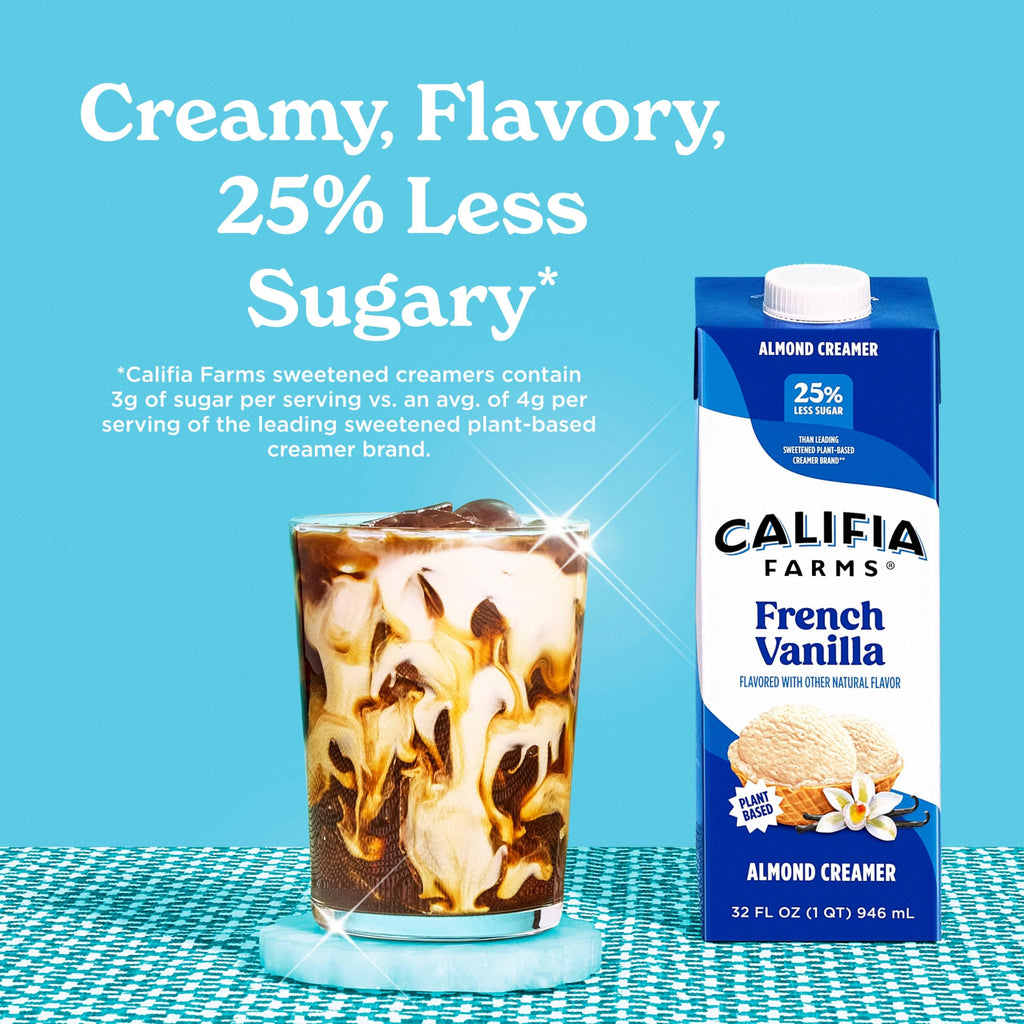 Califia Farms - French Vanilla Almond Milk Coffee Creamer, 32 Oz (Pack of 6), Shelf Stable, Dairy Free, Plant Based, Vegan, Gluten Free, Non GMO