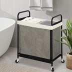 Laundry Hamper 2 Section, 100L Rolling Laundry Sorter Cart with Removable and Washable Liner Bag, Clothes Hamper with Wheels and Metal Handle for