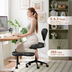Pinmoco Ergonomic Cross-Legged Swivel Chair, Adjustable Height, Teddy Fabric, Off White