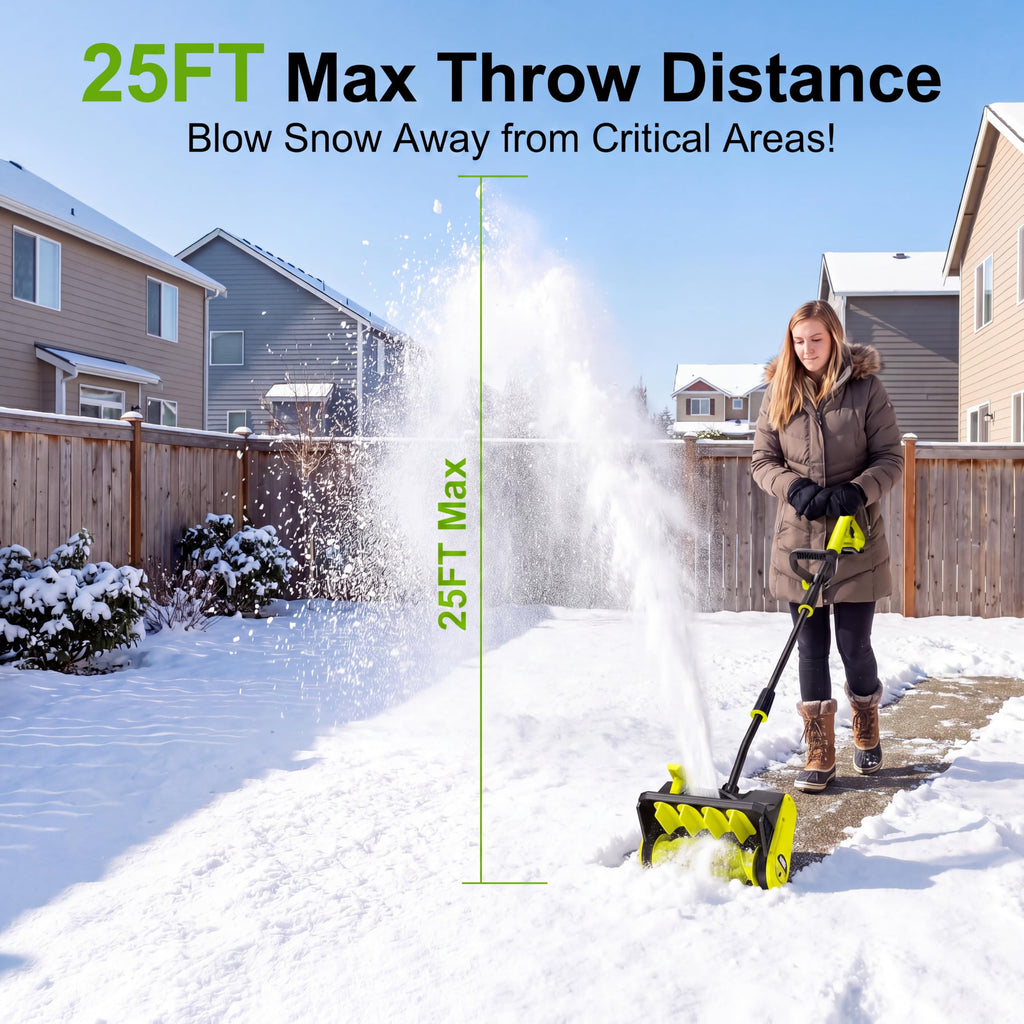 40V Brushless Cordless Snow Shovel, 13Inch Electric Snow Blower with 3 * 4.0 Ah Battery and Charger, Battery Powered Snow Shovel with 25FT Throw
