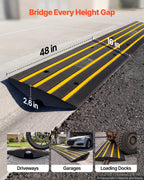 VEVOR Rubber Curb Ramps for Driveway, 2 Pack Threshold Bridge, 33069 lbs Load Capacity, 2.5" Rise, with Reflective Safety Strips, Ideal for Cars, RVs