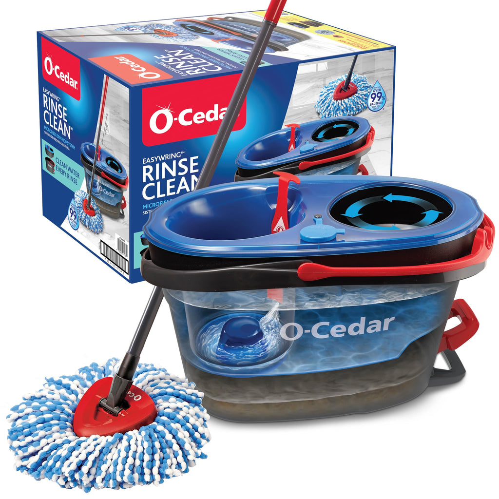 O-Cedar RinseClean Spin Mop & Bucket System | Clean with Clean Water | Removes 99% of Bacteria