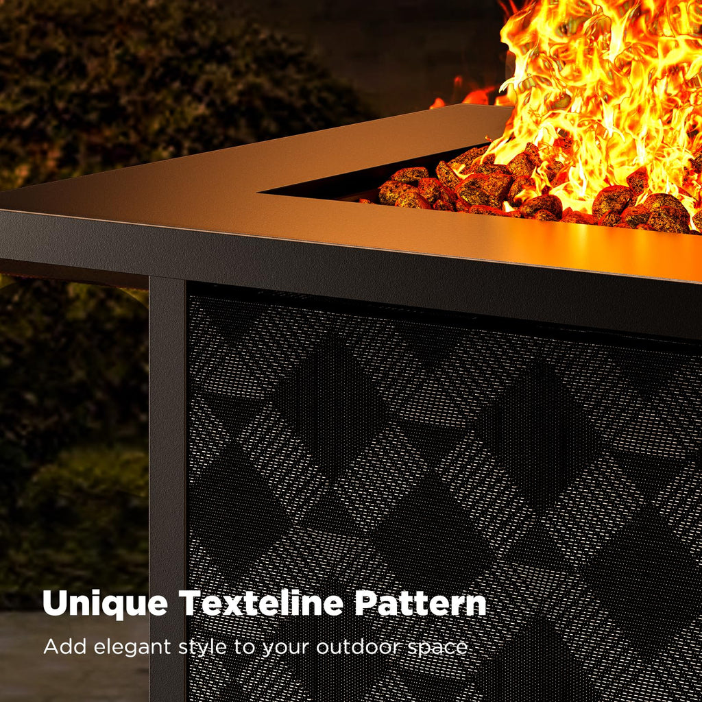 28Inch Propane Fire Pit Table, 50,000 BTU Outdoor Gas Fire Pit Table CSA-Certified for Outside Patio with Removable Lid and Lava Rocks, Add Warmth