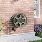 Suncast Sidewinder Wall Mount Garden Hose Reel, 100 Feet Capacity for 5/8 Inch Standard Vinyl Hosepipe, Light Taupe – Resin Water Line Holder for