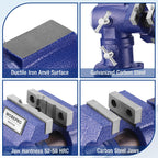 WORKPRO Dual Jaws Table Vise 2.5" & 1.5", 360° Swivel Clamp-On Bench Vise
