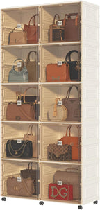 MayiBox 10-Cubby Handbag Storage Organizer With Magnetic Doors And Wheels