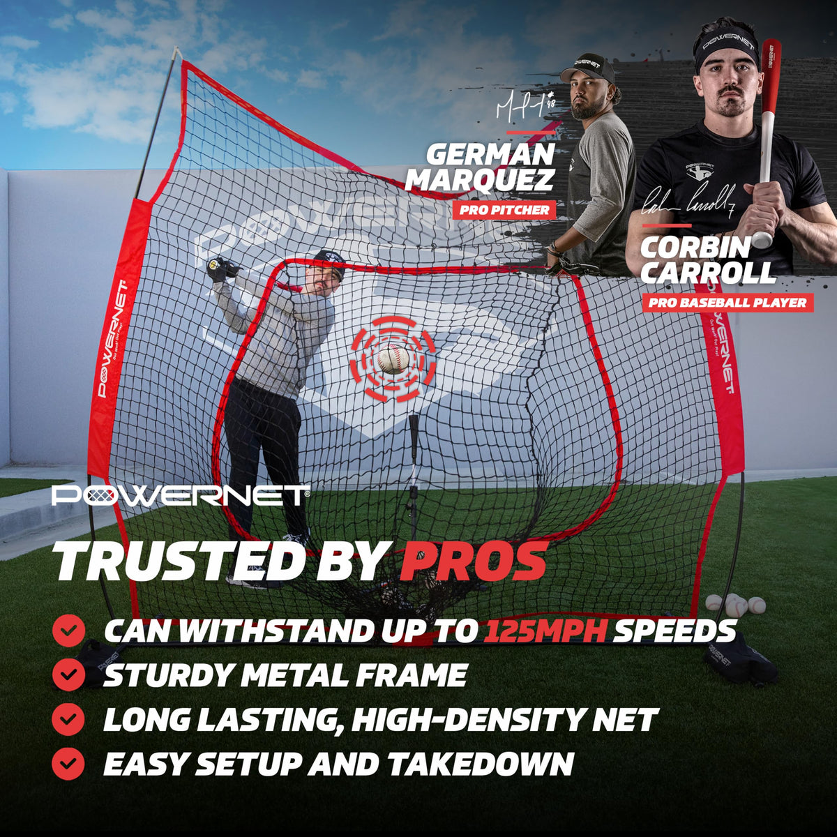 PowerNet Baseball Softball Practice Net 7x7 with Baseball Accessories for Practice Pitching, Batting & Fielding, Ball Caddy, Weighted Baseballs, Tee