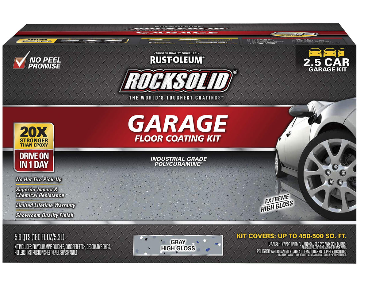 Rust-Oleum RockSolid Garage Floor Coating Kit, Gray, 2.5 Car Kit