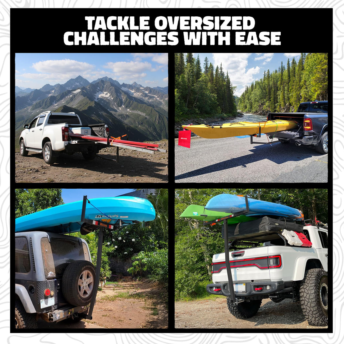 Mockins 2-in-1 All-Weather 750 Lbs Capacity Truck Bed Extender Hitch Mount