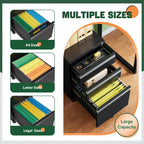 3 Drawer Mobile File Cabinet with Lock,Under Desk Metal Filing Cabinets for Home Office Organizer Letters/Legal/A4((Fully Assembled-Black)