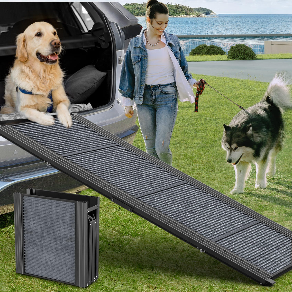 Dog Ramp for Car 63" L × 17" W, Pet Ramp for Truck Foldable