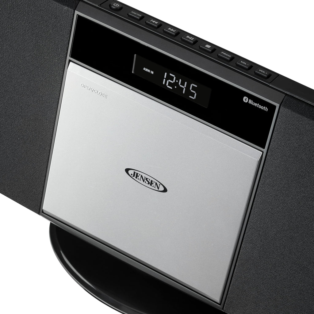 Jensen® JBS-300 Home Bluetooth Stereo Shelf Music System Speakers with MP3 CD Player Wall Mountable Digital AM-FM Radio, USB Port - Remote Included