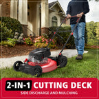 PowerSmart Gas Lawn Mower, 21 inches 144cc 2-in-1 Walk-Behind , Side Discharge Push Lawn Mower