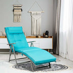 7 Position Folding Outdoor Chaise Lounge Chair With Cushion And Pillow