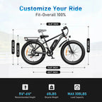 AMYET 26 x 4 Fat Tire Electric Mountain Bike, 48V 15Ah, 7-Speed - EB26