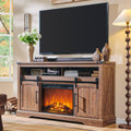 OKD Farmhouse Fireplace TV Stand For 70 Inch TV, 60 Inch Wide, 34 Inch Tall, Reclaimed Barnwood