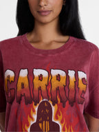Carrie Women's Fire Halloween Graphic Tee with Short Sleeves, Sizes XXS-XXL