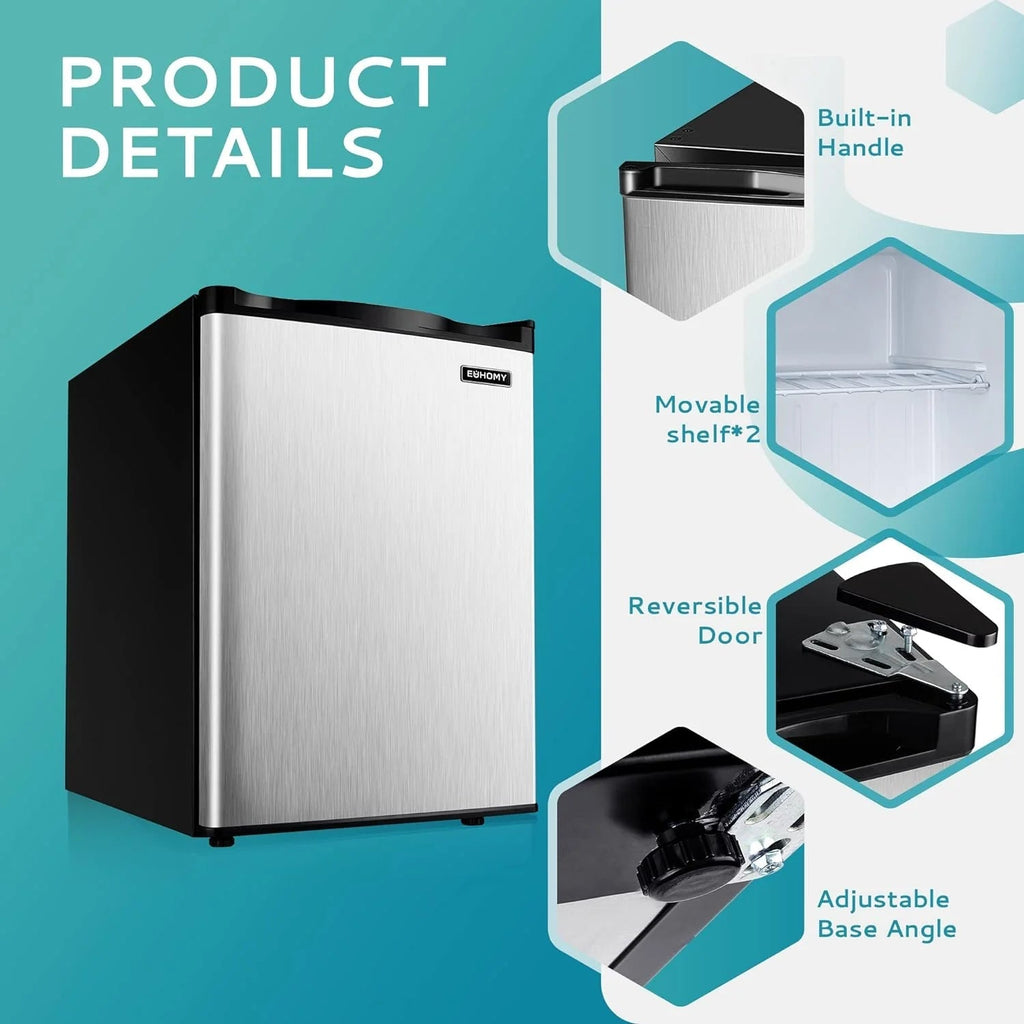 EUHOMY Compact Upright Freezer, 3.0 Cubic Feet, Silver Stainless Steel Door - MF-30-Y