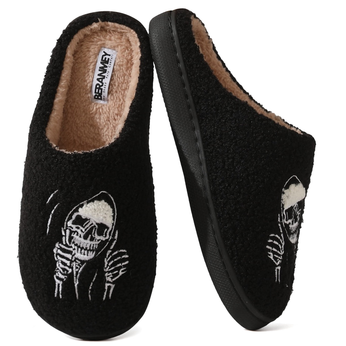 BERANMEY Halloween Slippers for Women Perfect Soft Plush Comfy Warm Slip-On Cute Womens Slippers Indoor Fluffy House Slippers for Women and Men Non-slip Fuzzy Flat Slides