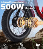 YEBEI Folding Electric Tricycle for Adults, 500W Motor, 48V15AH Lithium Battery, 20 x 4.0 in Fat Tires