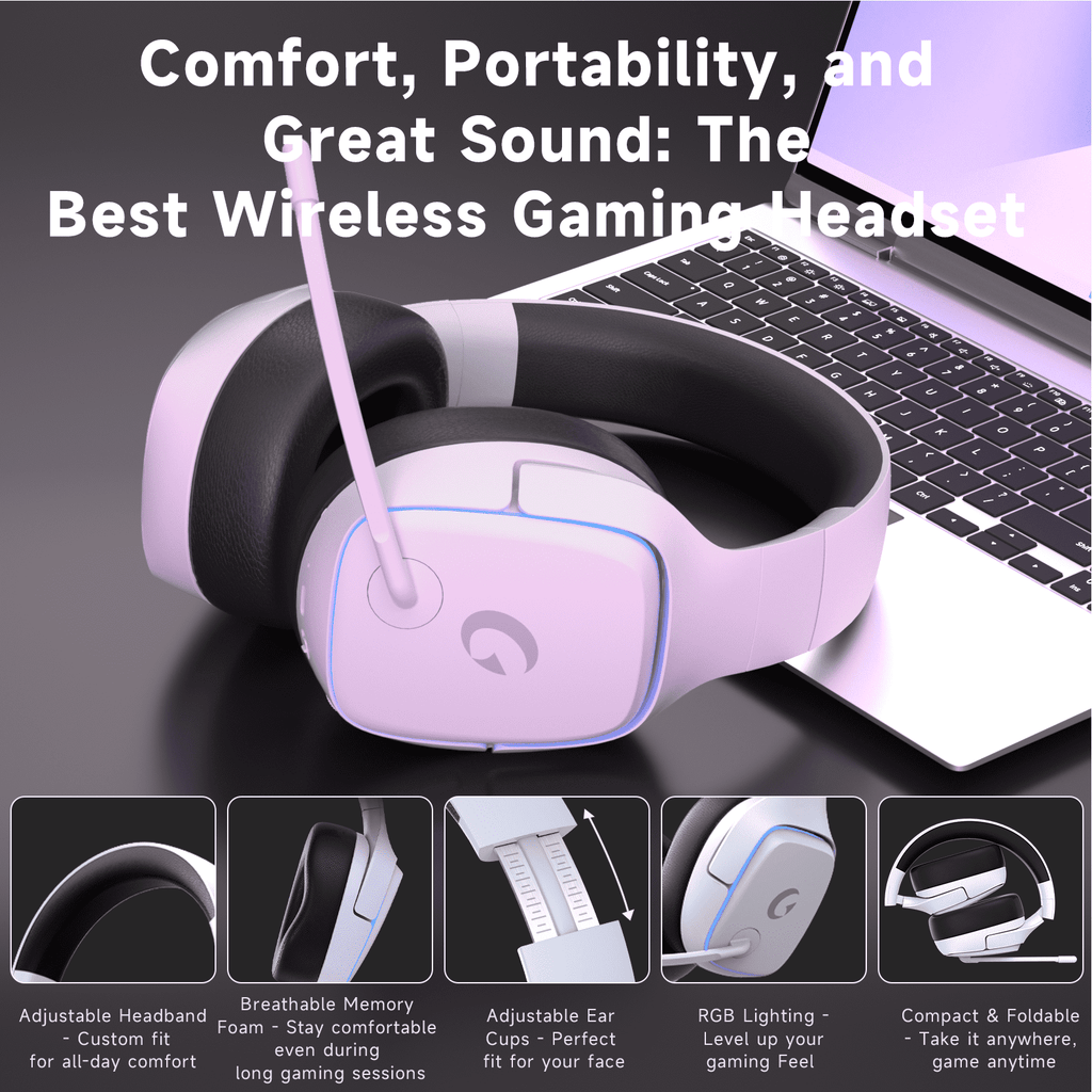 AYEDLOE Wireless Gaming Headset 2.4GHz for PS5/PS4/PC/Switch-Bluetooth 5.3 Headphones with Noise-Canceling Mic, 7.1 Surround Sound, 70H Battery Life