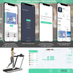 2 In 1 Folding Treadmill, 2.25 HP, 40 in x 16 in Running Area, Dual Display And App Control