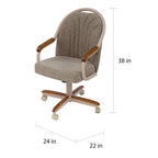 Casual Dining Cushion Swivel-and-Tilt Rolling Caster Chair, 38 Inches H x 24 Inches W x 22 Inches D