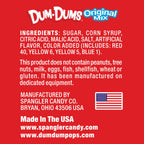 Dum Dums Original Mix Halloween Assorted Candy, Allergen Free, Lollipops & Suckers, Hard Candy for Trick or Treat and Party Favors, 18.5 oz Bag