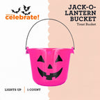 Light-Up Jack-o'-Lantern Trick-or-Treat Bucket, Pink, 6.5", Halloween by Way To Celebrate
