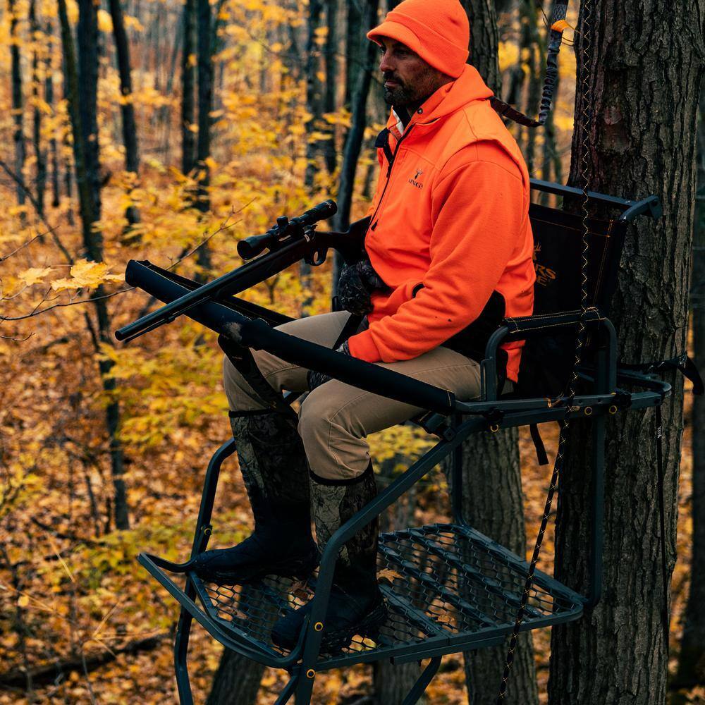 Jumbo Jack Ladder Stand With Adjustable Shooting Rail, 26 in x 31 in Platform, Mesh Seat