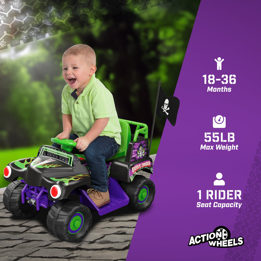 6V Grave Digger Ride on Car Monster Truck Monster Jam Graphics for Boys & Girls 18-36 Months