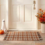My Texas House Fall Taupe Plaid Indoor/Outdoor Layering Rug, 24" x 38"