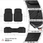 CAR GRAND Heavy Duty Rubber Car Floor Mats, Deep Dish Waterproof Car Mats All Weather, Universal Trim-to Fit Automotive Floor Mats for Car SUV Truck