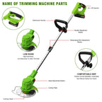24V 650W Lawn Mover Electric Grass Trimmer Cordless W/2 Batteries, Battery Weed-Eater, Electric Weed Wacker, Lawn Mower Cordless Pruning Cutter Weed