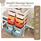 Costway 10-Drawer Storage Cart Utility Rolling Trolley Kitchen Office Organizer Macaron