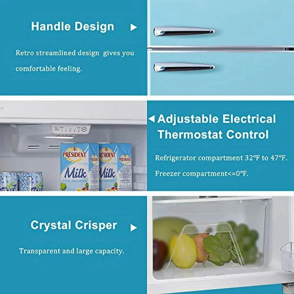 Galanz Top Mount Refrigerator 10.0 Cu Ft Blue 23.74 x 27.48 x 61.81 in - GLR10TBEEFR