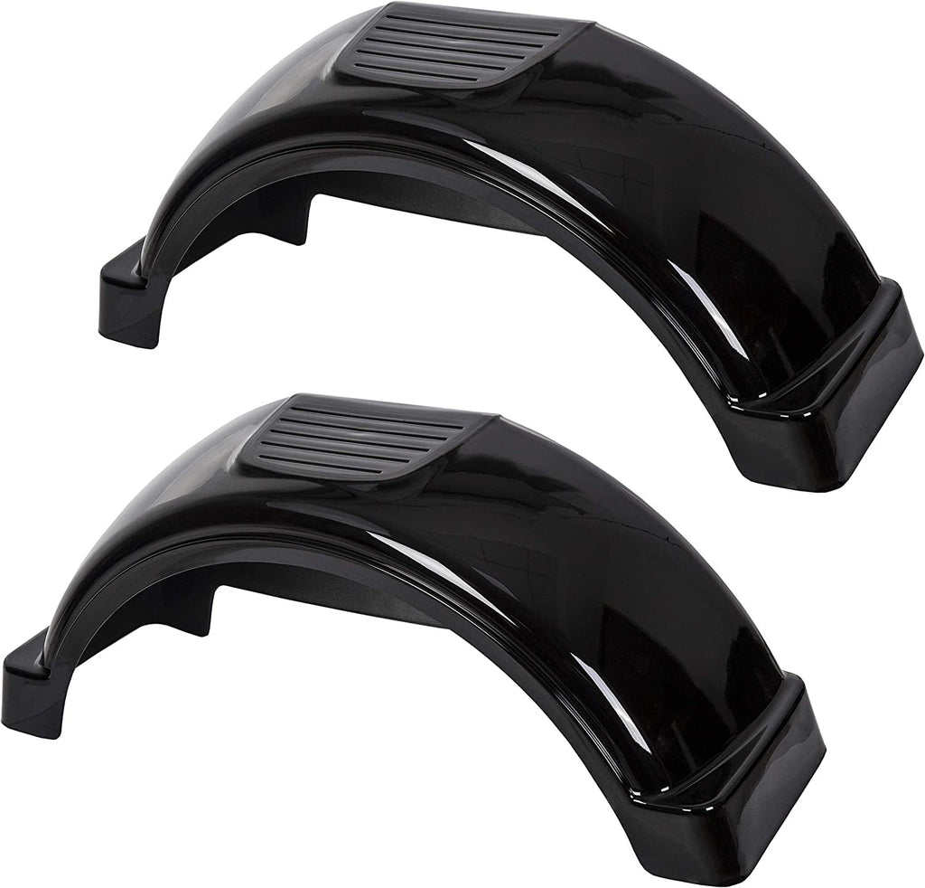 Kojem 2Pcs 13" Single-Axle Trailer Fenders W/Steps Skirt Boat Black