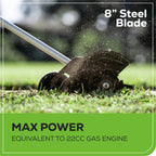 Greenworks Cordless Edger 60V 8 in Brushless With 2.0 Ah Battery And Charger