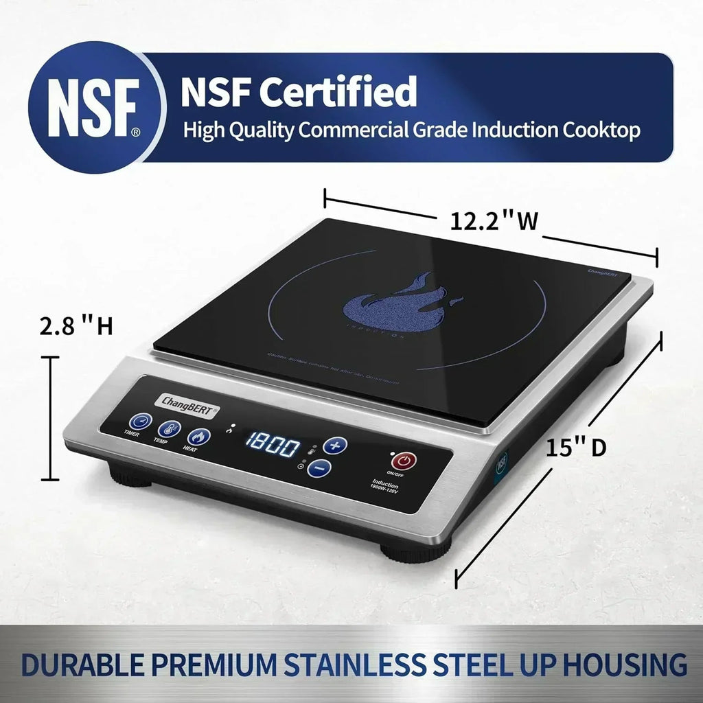 Portable Induction Cooktop With 8-Inch Heating Coil Stainless Steel Countertop Burner