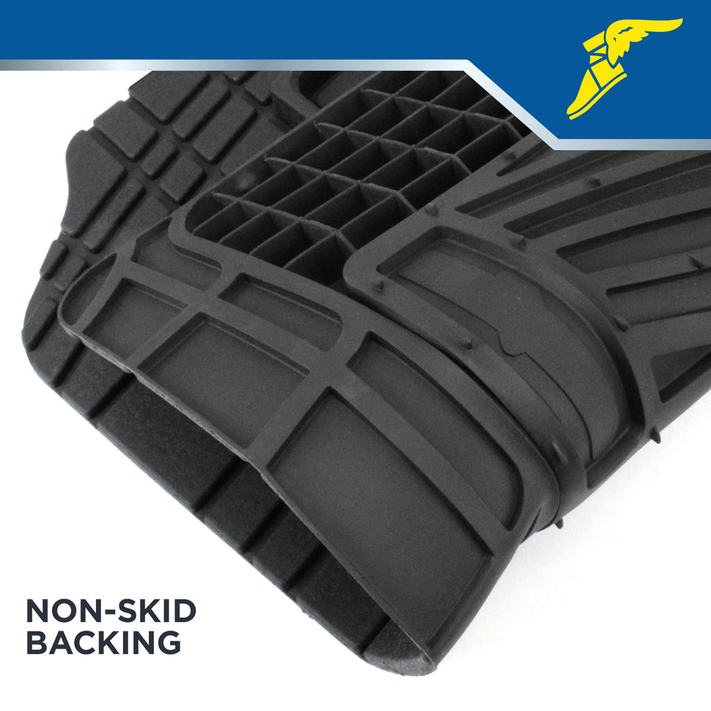 Goodyear 5-Piece Deep Dish All-Weather Rubber Floor Mats – Heavy Duty Waterproof Universal Trim-to-Fit Car, SUV & Truck Floor Liners – Black