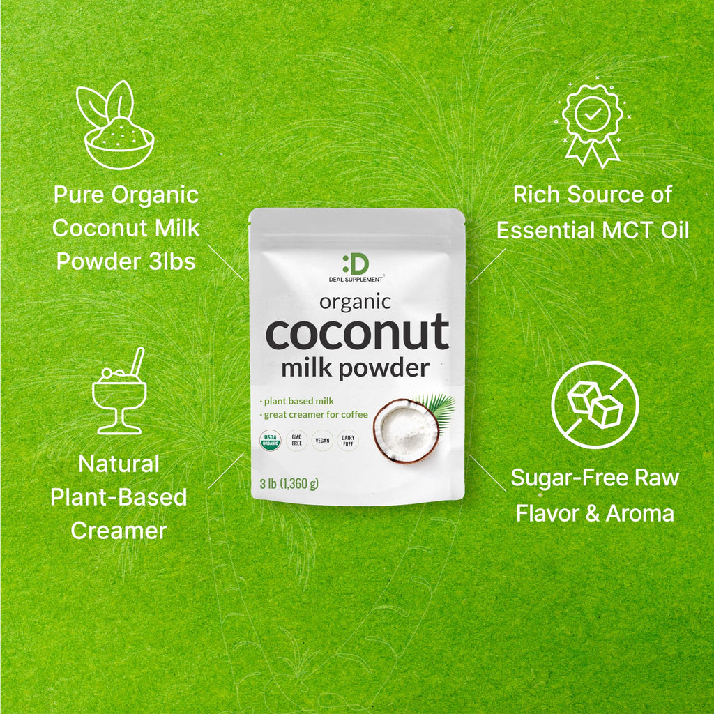 Unsweetened Organic Coconut Milk Powder, 3lbs – Dairy Free Creamer Alternative – Sugar Free Raw Flavor – Rich Source of MCT Oil – Great for Coffee or