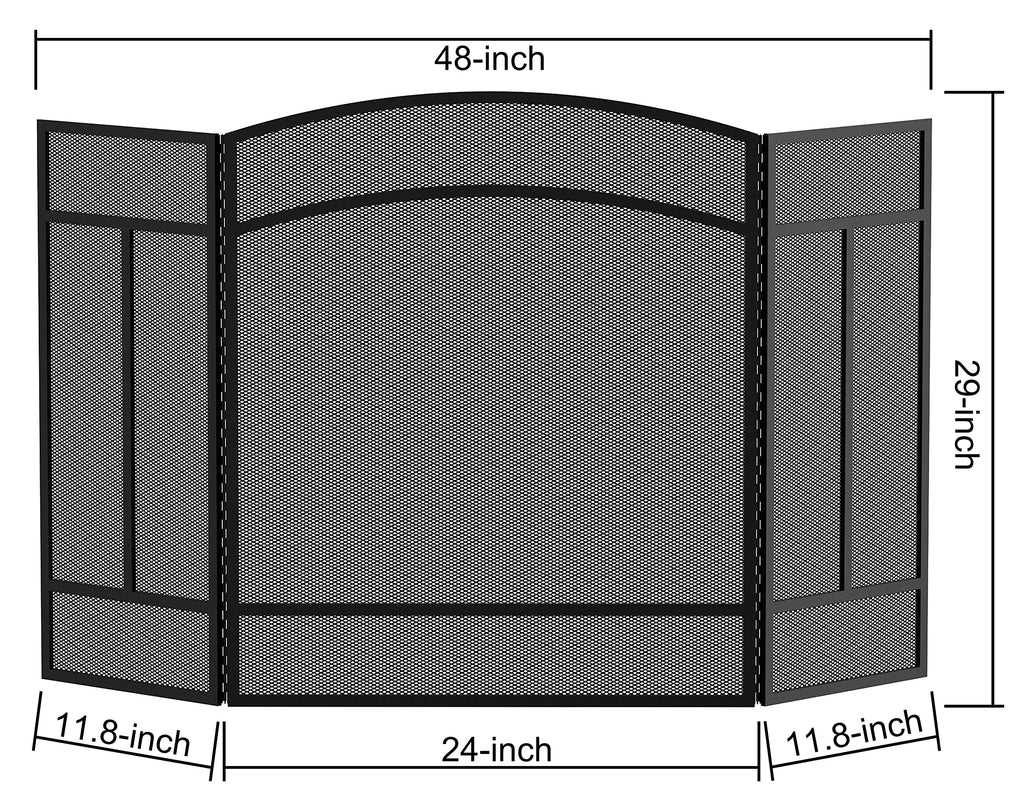 Fire Beauty 3 Panel Arch Top Fireplace Screen Fire Screen Spark Guard Cover