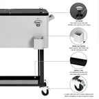 80 Quart Rolling Ice Chest With Shelf - Grey