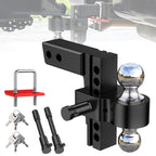 Adjustable Trailer Hitch, Fits 2" Receiver-Heavy Duty Aluminum Tow Hitches with 6-inch Drop/Rise for Truck (13,500 lbs GTW) - Weatherproof Double