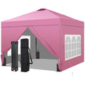 Ainfox 10'x10'Pop Up Canopy Tent 4 Removable Walls Windproof UV Shelter Outdoor,Pink