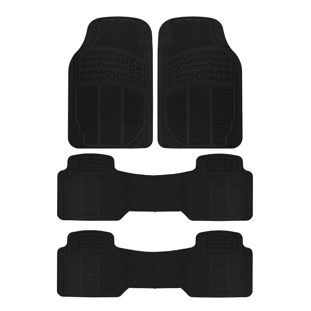 BDK ProLiner 4PC Set Car Floor Mats for Car SUV Van 3 Rows, All Weather Full Set Heavy Duty Black