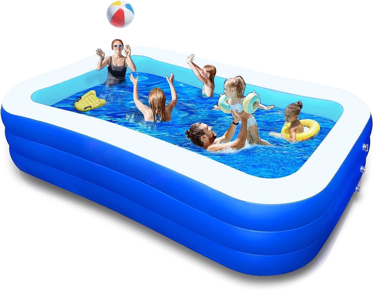 BN-LINK Inflatable Pool for Kids and Adults, 118" X 68" X 22" Oversized Thickened Family Swimming Pool for Toddlers, Outdoor, Garden, Backyard