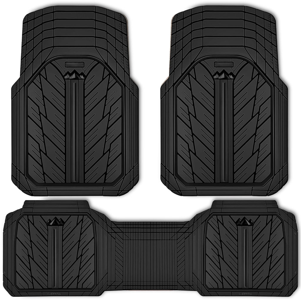 CAR GRAND Heavy Duty Rubber Car Floor Mats, Deep Dish Waterproof Car Mats All Weather, Universal Trim-to Fit Automotive Floor Mats for Car SUV Truck