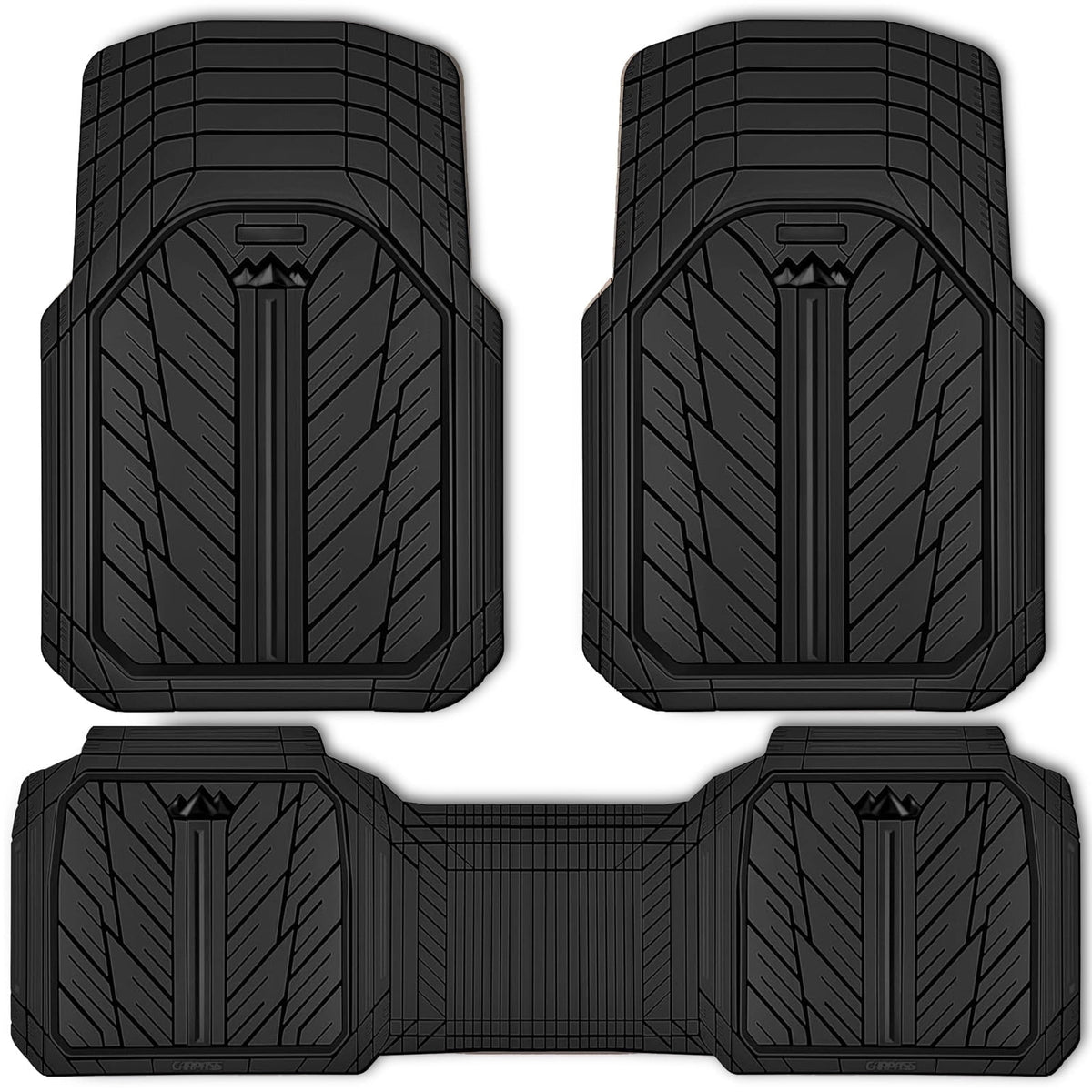 CAR GRAND Heavy Duty Rubber Car Floor Mats, Deep Dish Waterproof Car Mats All Weather, Universal Trim-to Fit Automotive Floor Mats for Car SUV Truck