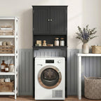 CONCETTA Black Over The Toilet Cabinet for Bathroom, Space Saver Storage with Quiet Magnetic Doors & Adjustable Bottom Stabilizer